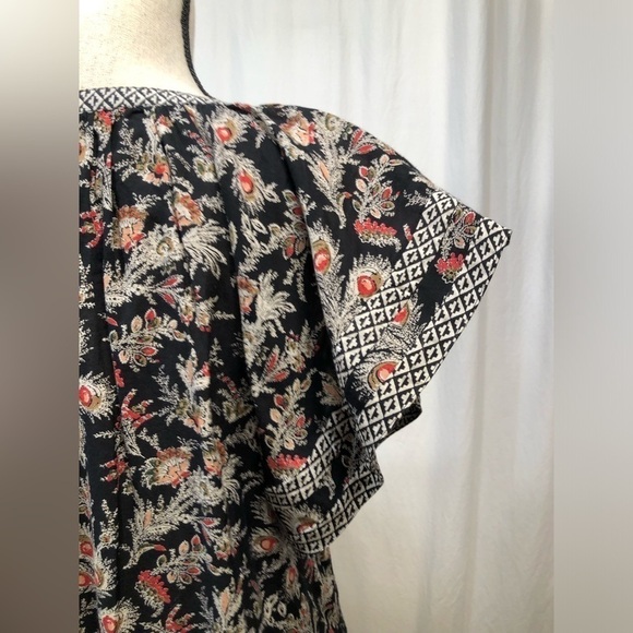 Joie Laurina Floral Red White Red Flutter Short Sleeve Top V-Neck Shirt Small - Picture 10 of 16